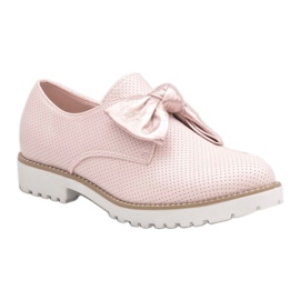 Pink slip-on shoes with a RS-WED2 bow 1