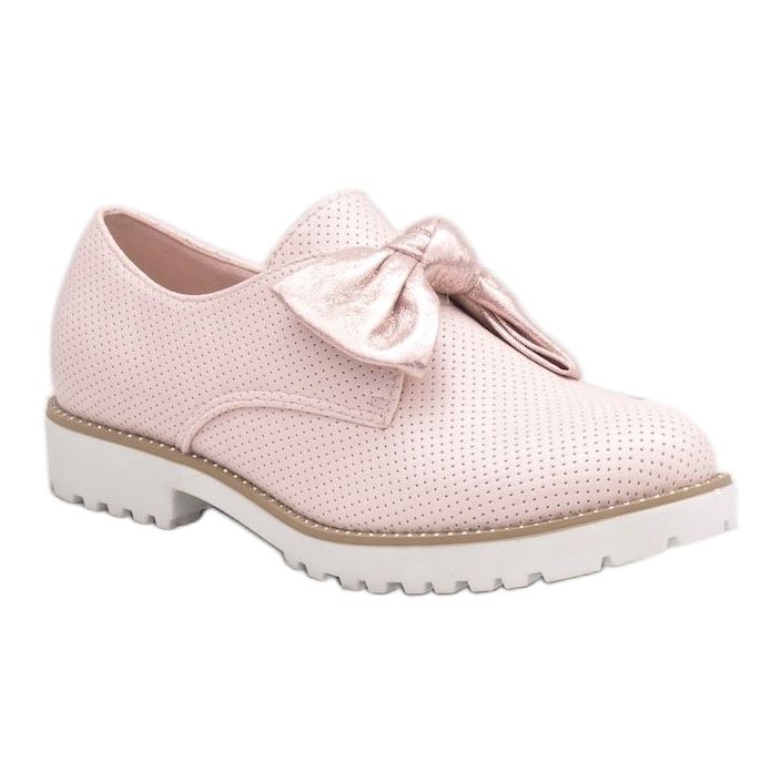 Pink slip-on shoes with a RS-WED2 bow 1