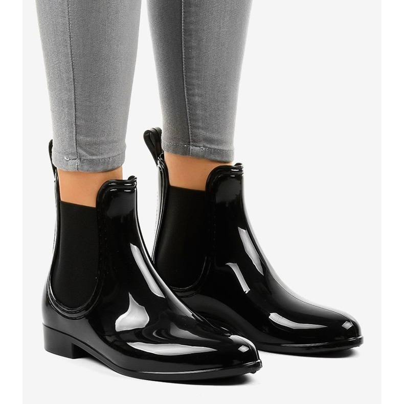 Black short rain boots with an elastic LFF10-1 1