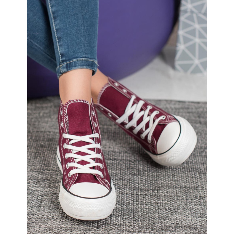 SHELOVET High Textile Sneakers red 2 SHELOVET High Textile Sneakers red 2