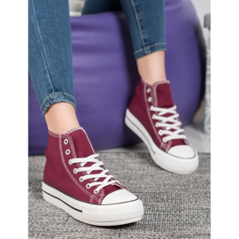 SHELOVET High Textile Sneakers red 1