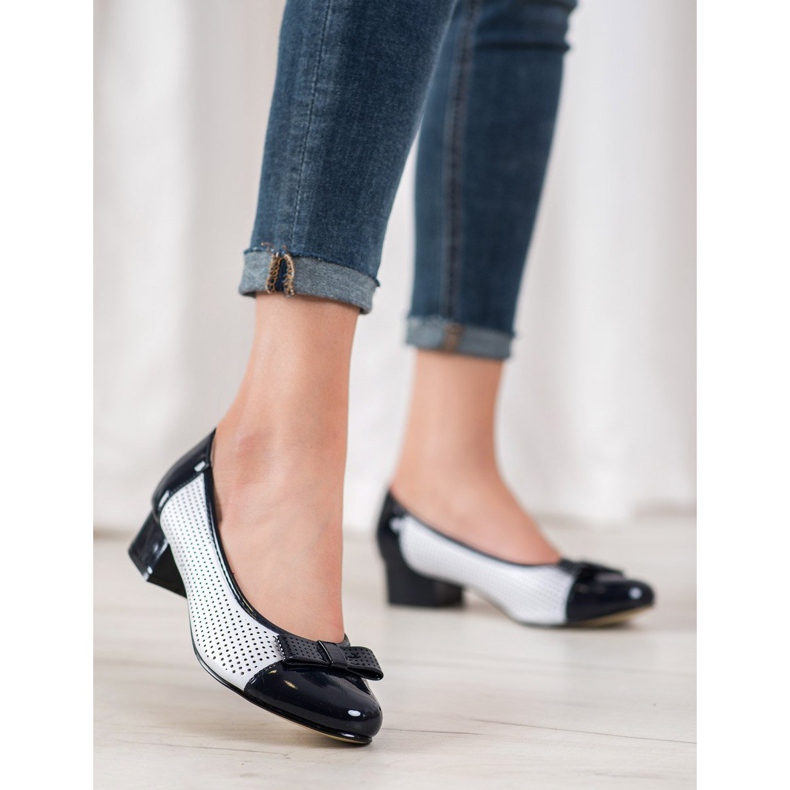 Goodin Openwork Pumps With A Bow white blue 2