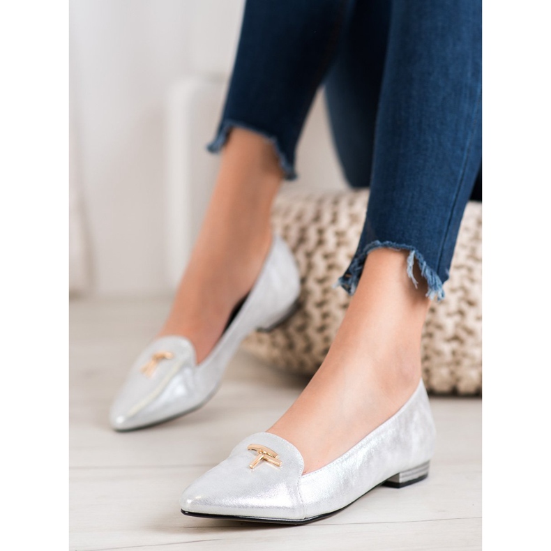 Goodin Shiny silver ballerinas grey 2