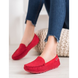 Goodin Openwork Loafers With Suede red 2