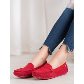 Goodin Openwork Loafers With Suede red 1