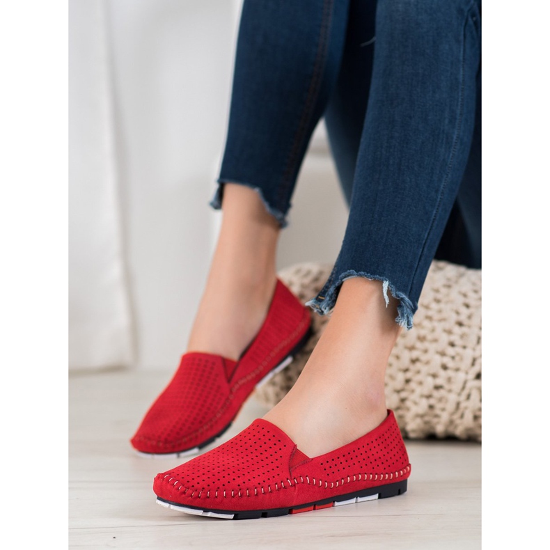 Goodin Openwork Slip On Shoes red 1