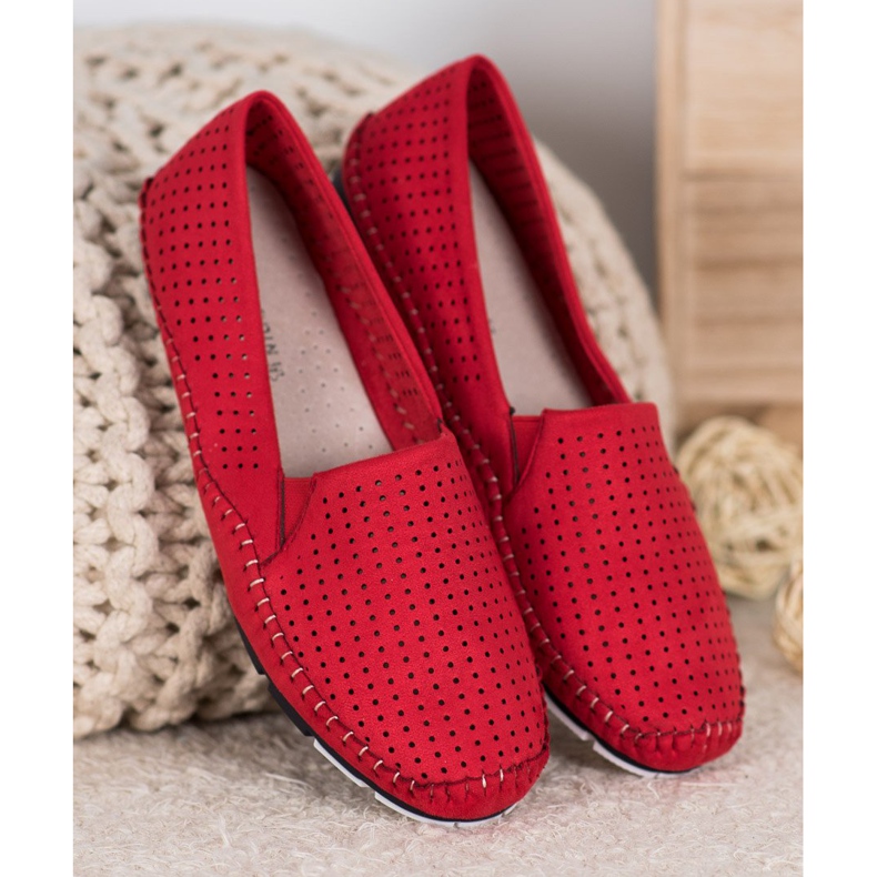 Goodin Openwork Slip On Shoes red 2