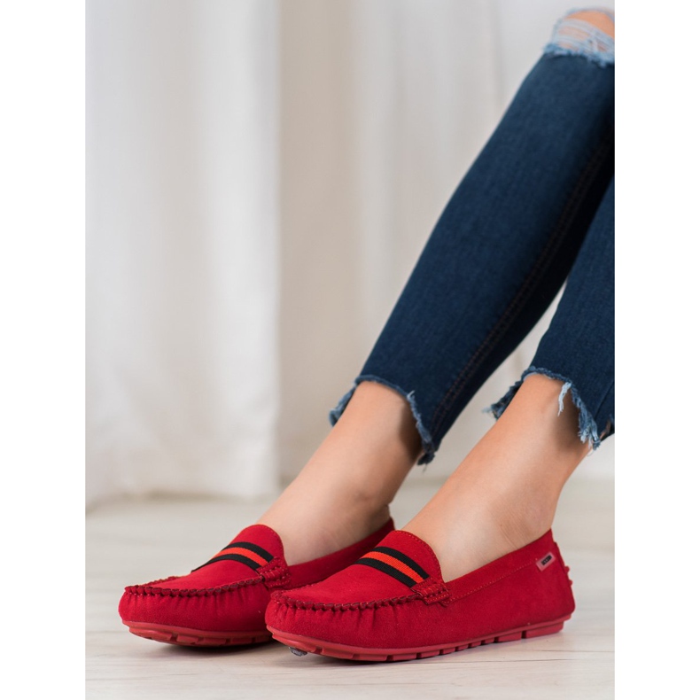 Goodin Suede loafers with a belt red 2
