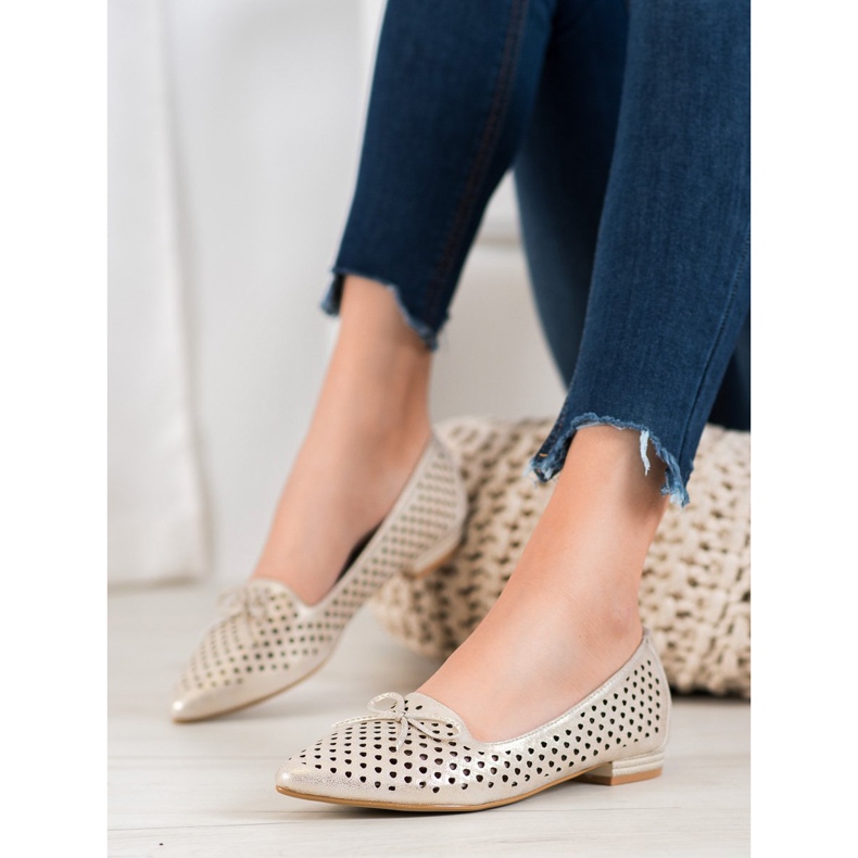 Goodin Elegant openwork ballerinas golden 2