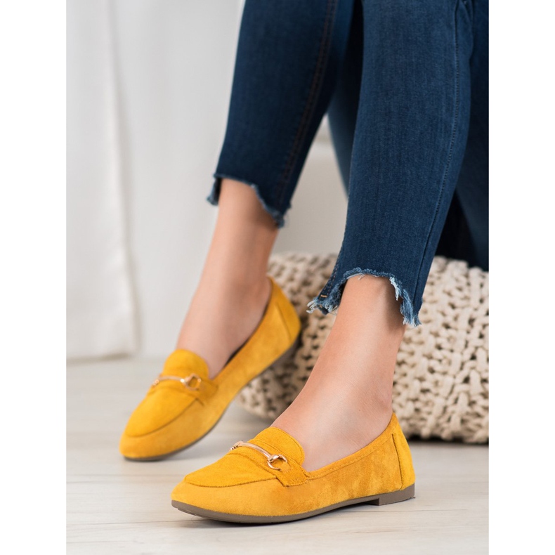 Bestelle Stylish moccasins with ornament yellow 2