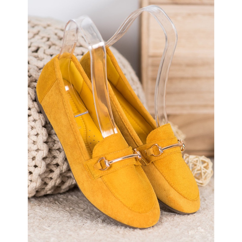 Bestelle Stylish moccasins with ornament yellow 1