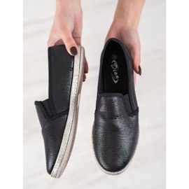 SHELOVET Shiny Slip On Shoes black 2