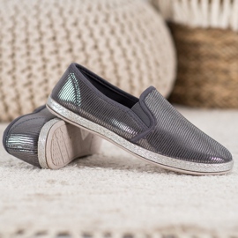 SHELOVET Shiny Slip On Shoes grey 1