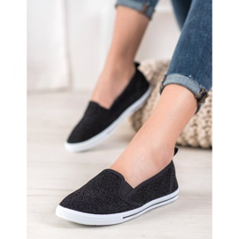 SHELOVET Slip-on Shoes With Glitter black 1