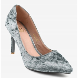 Francine Gray Velor Heels B-6 grey 1
