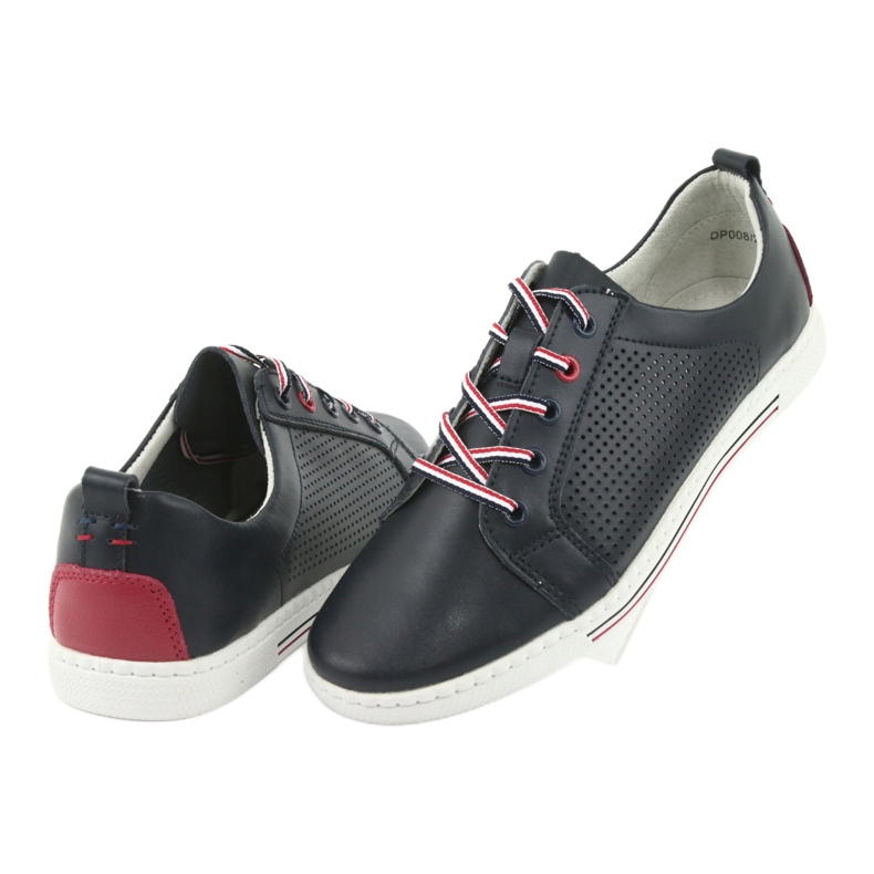 Leather shoes sneakers FILIPPO DP008 red navy blue 4