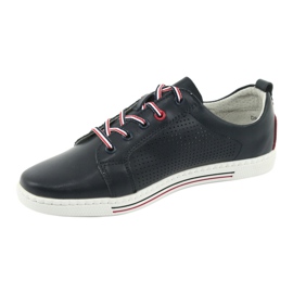 Leather shoes sneakers FILIPPO DP008 red navy blue 2