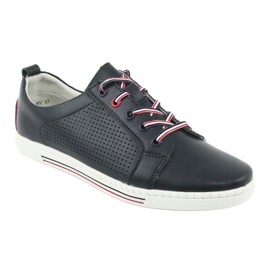 Leather shoes sneakers FILIPPO DP008 red navy blue 1