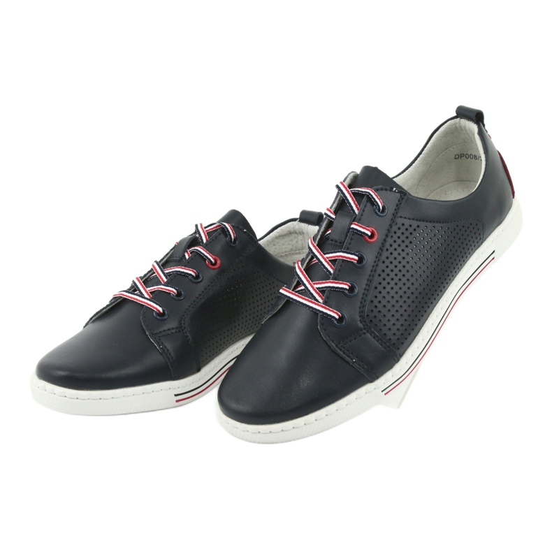 Leather shoes sneakers FILIPPO DP008 red navy blue 3