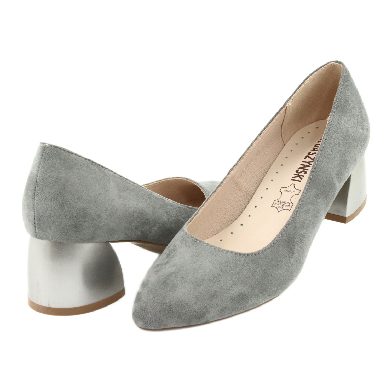 grey block heel pump