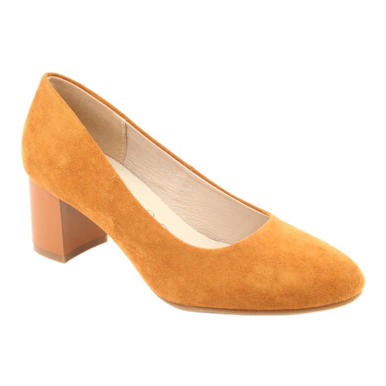 M.Daszyński Women's pumps SA173 Camel leather insert yellow 1