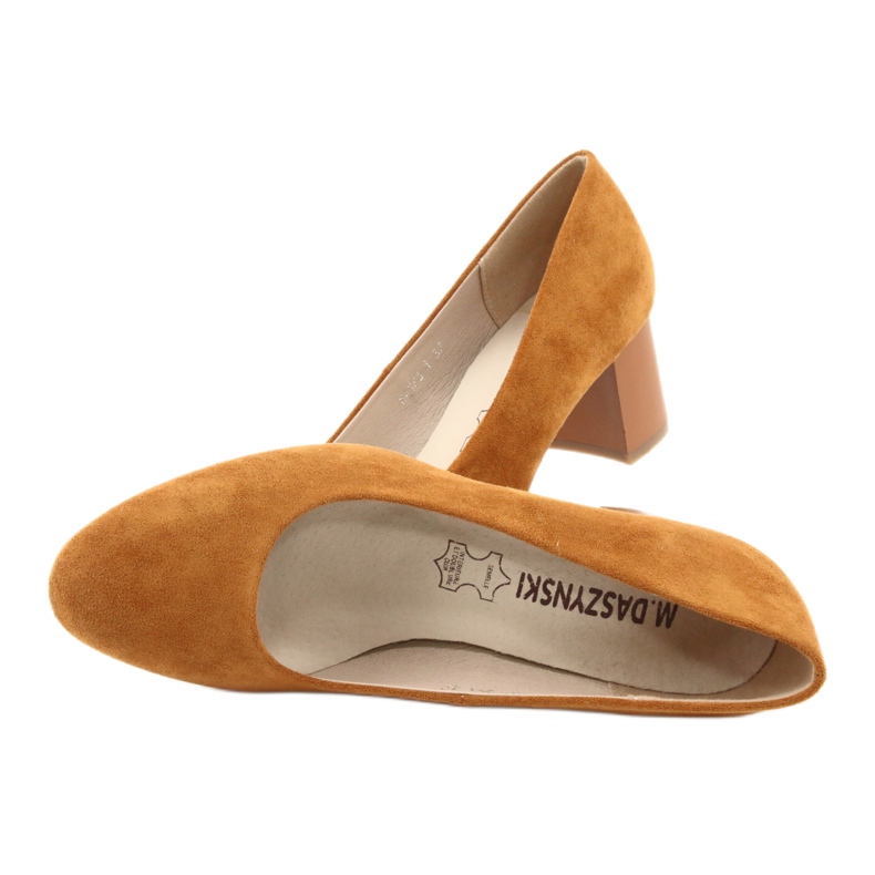 M.Daszyński Women's pumps SA173 Camel leather insert yellow 5