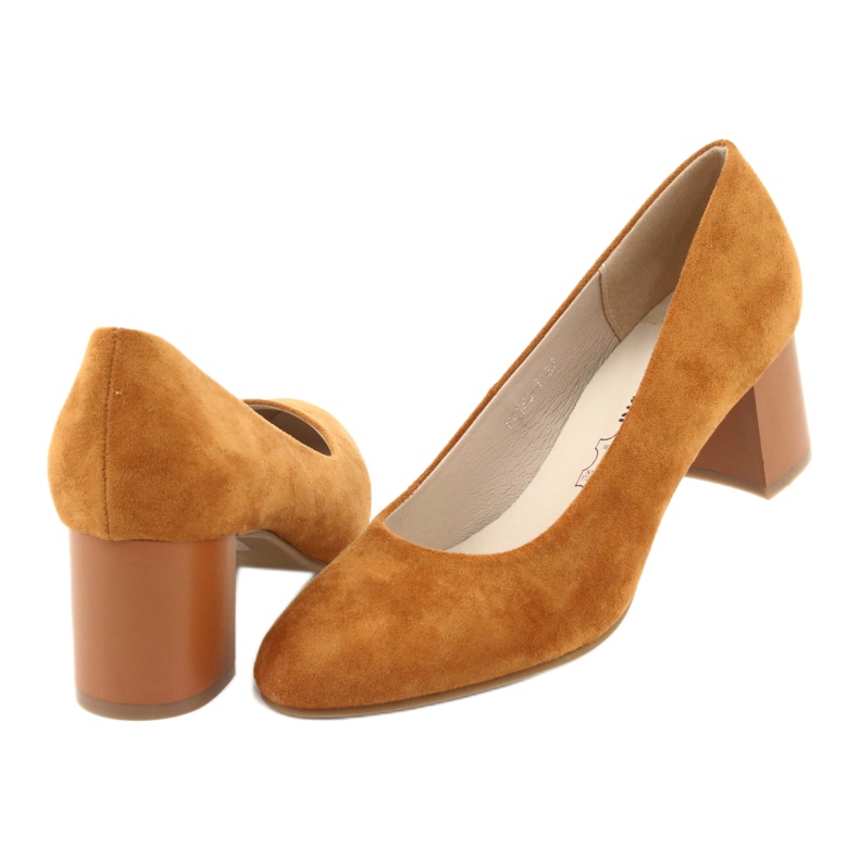 M.Daszyński Women's pumps SA173 Camel leather insert yellow 4
