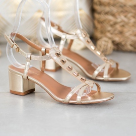 Small Swan Golden Sandals With Studs 1