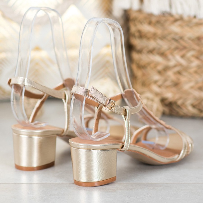 Small Swan Golden Sandals With Studs 2