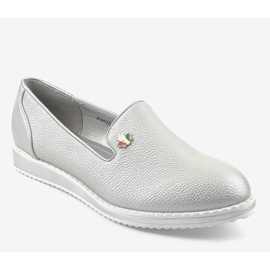 Silver slip on wedge shoes ZQ635-2 grey 1
