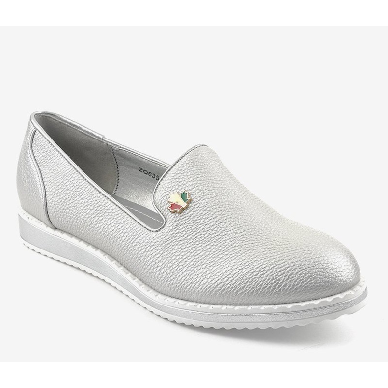 Silver slip on wedge shoes ZQ635-2 grey 1