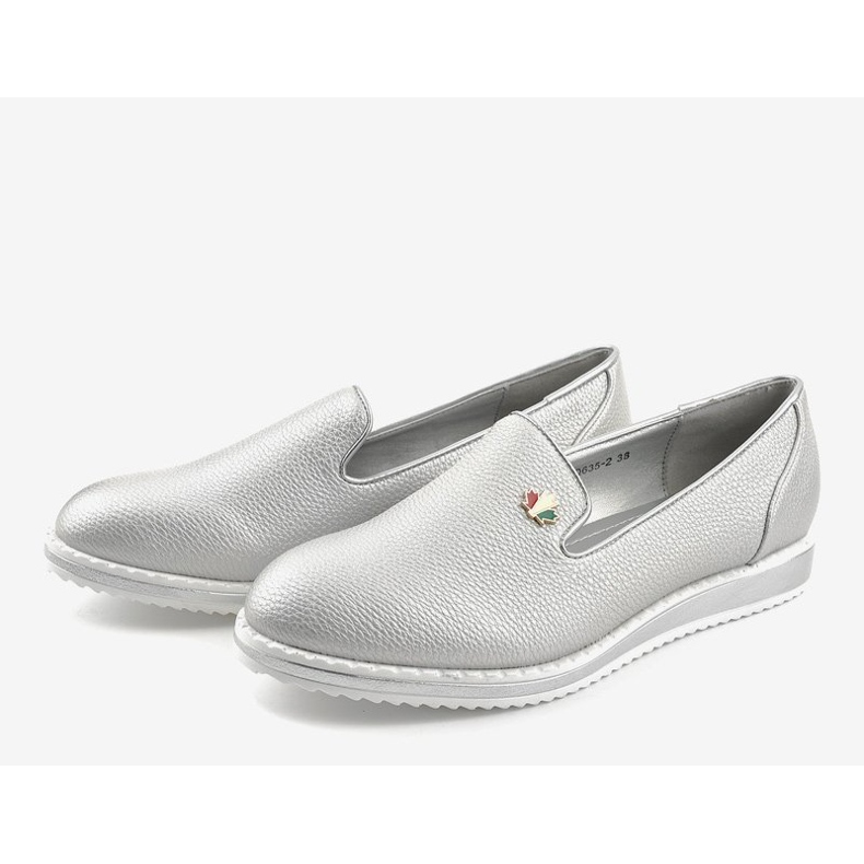 Silver slip on wedge shoes ZQ635-2 grey 2