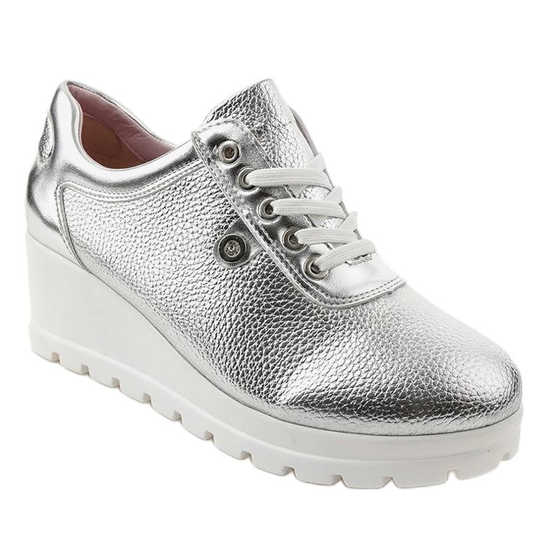 Silver Fashionable Wedge Sneakers JFL662-2 grey 1