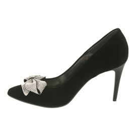 Espinto Women's leather pumps with a 993/1K black bow 2