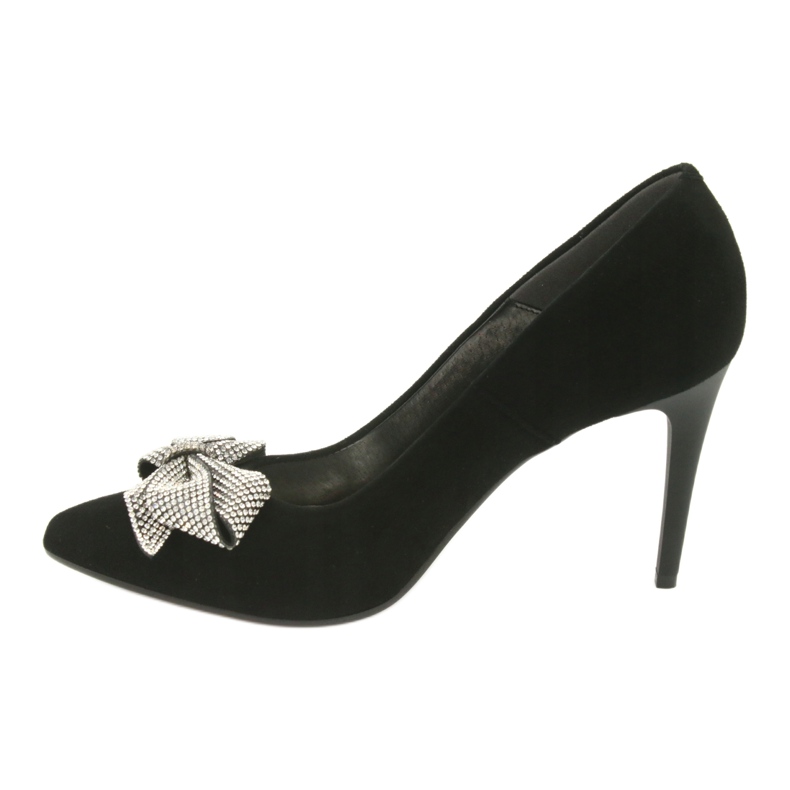 Espinto Women's leather pumps with a 993/1K black bow 2