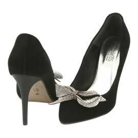 Espinto Women's leather pumps with a 993/1K black bow 4