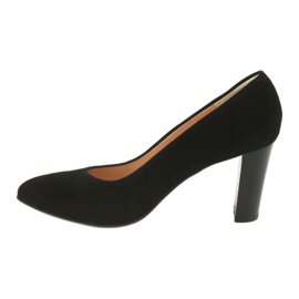 Espinto Women's pumps on the post 942/5 black with suede leather 2 Espinto Women's pumps on the post 942/5 black with suede leather 2