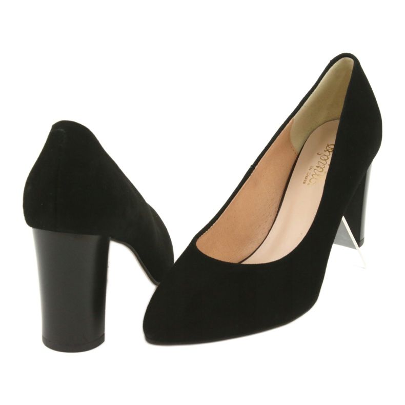 Espinto Women's pumps on the post 942/5 black with suede leather 4 Espinto Women's pumps on the post 942/5 black with suede leather 4