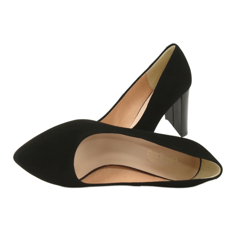 Espinto Women's pumps on the post 942/5 black with suede leather 5 Espinto Women's pumps on the post 942/5 black with suede leather 5