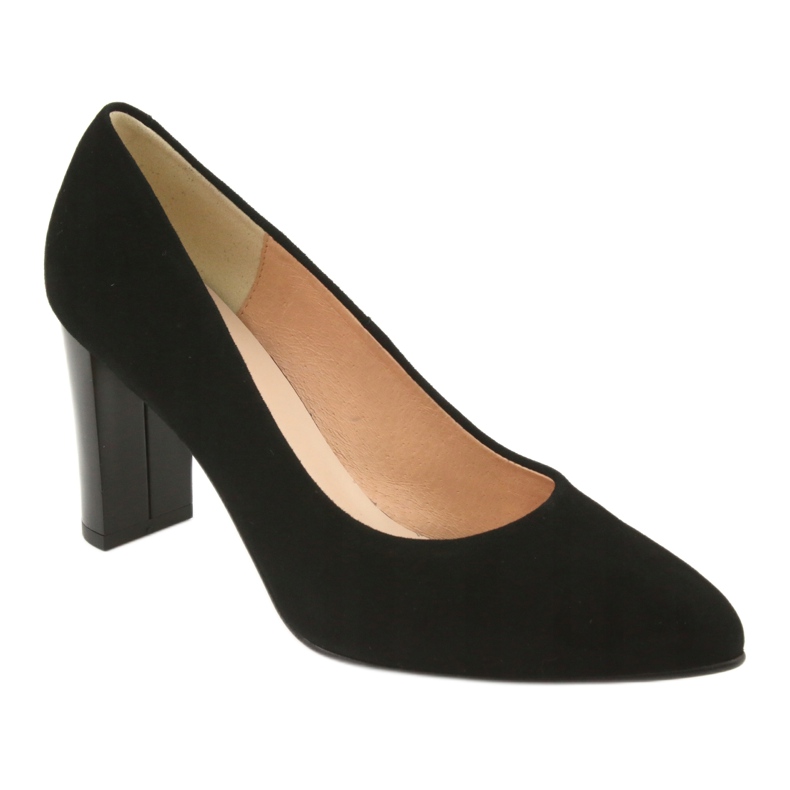Espinto Women's pumps on the post 942/5 black with suede leather 1 Espinto Women's pumps on the post 942/5 black with suede leather 1