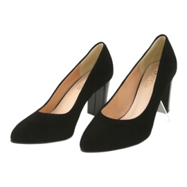 Espinto Women's pumps on the post 942/5 black with suede leather 3 Espinto Women's pumps on the post 942/5 black with suede leather 3