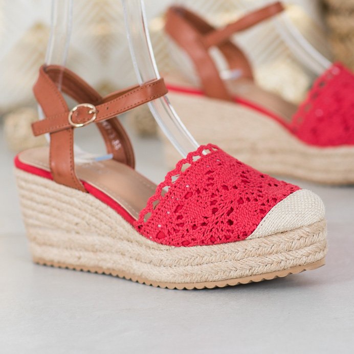 Small Swan Wedge Espadrilles brown red 1