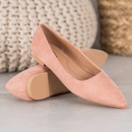 SHELOVET Suede Ballerina In Spitz pink 1