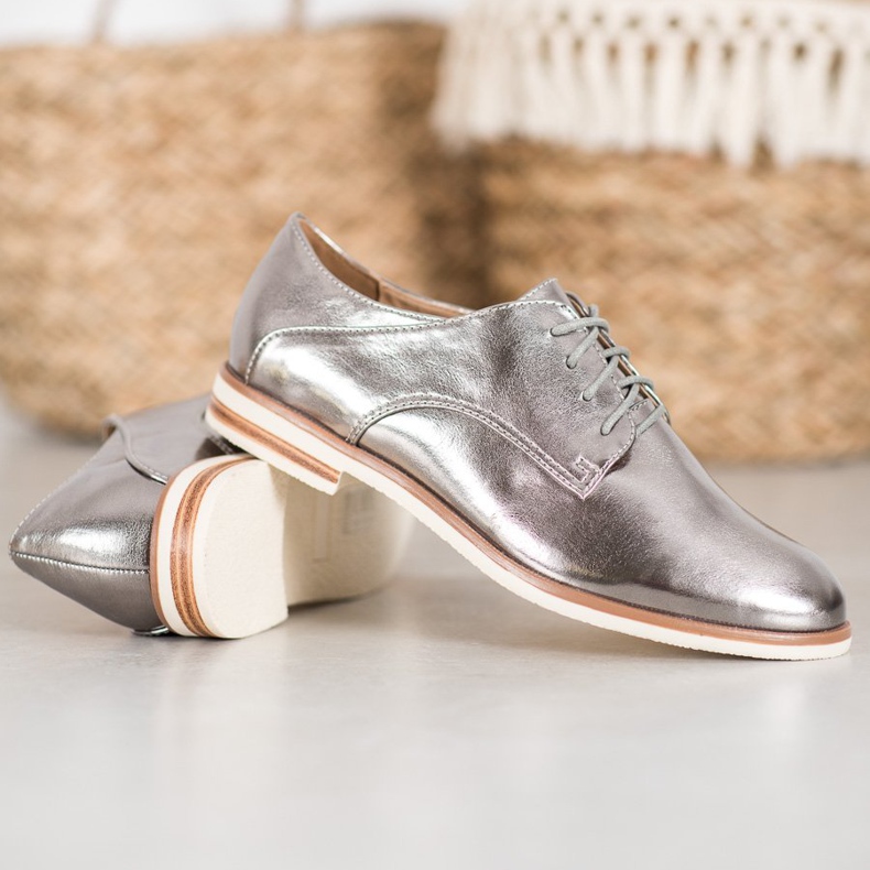 SHELOVET Gray Eco Leather Shoes grey 1