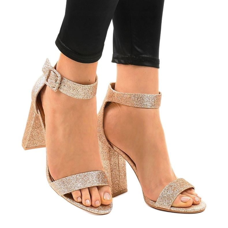 Pink open glitter pumps ZY-161 yellow 1