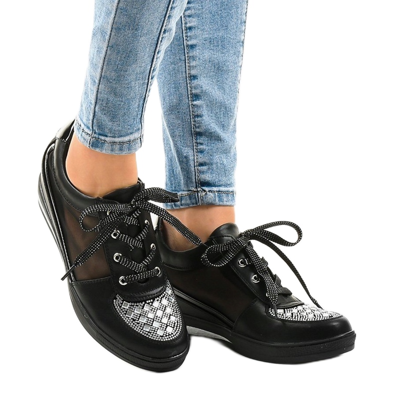 Black mesh sneakers on the wedge TL-29 1