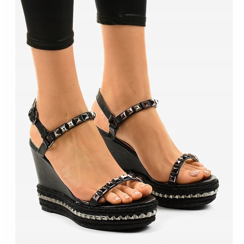 Black wedge sandals with studs 1926 1