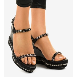 Black wedge sandals with studs 1926 2