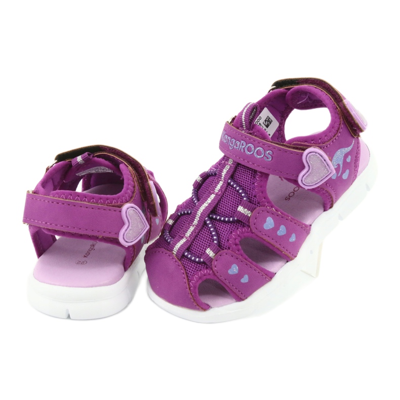 Sandals girls with hearts Kangaroos 02035 purple pink grey 4