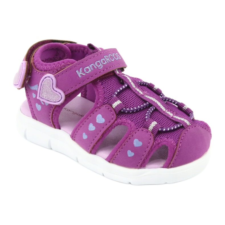 Sandals girls with hearts Kangaroos 02035 purple pink grey 1